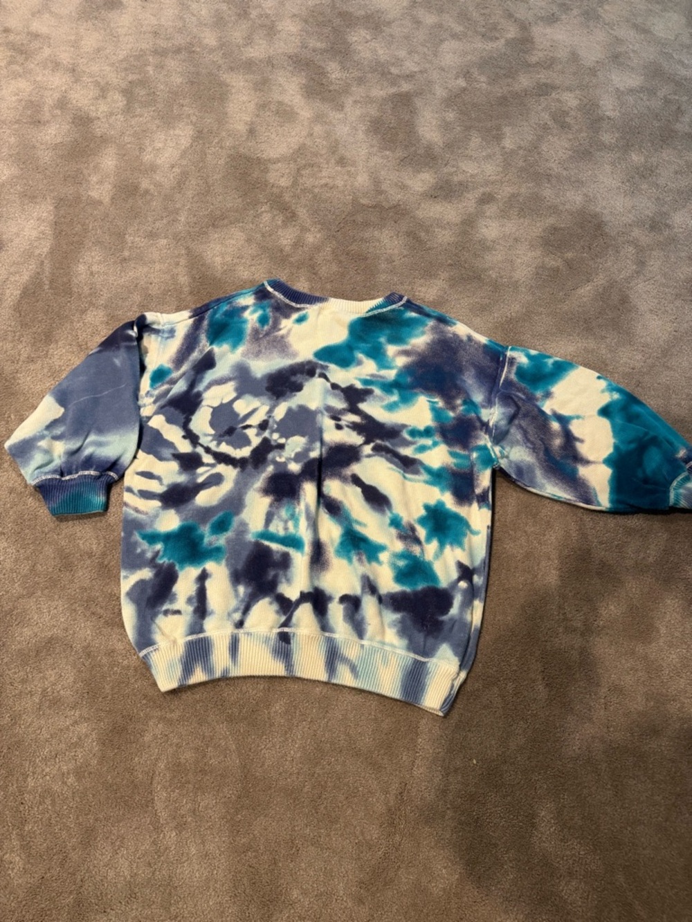 NATURAL LIFE Oversized Sweater with Blue Teal Tie-Dye Accents